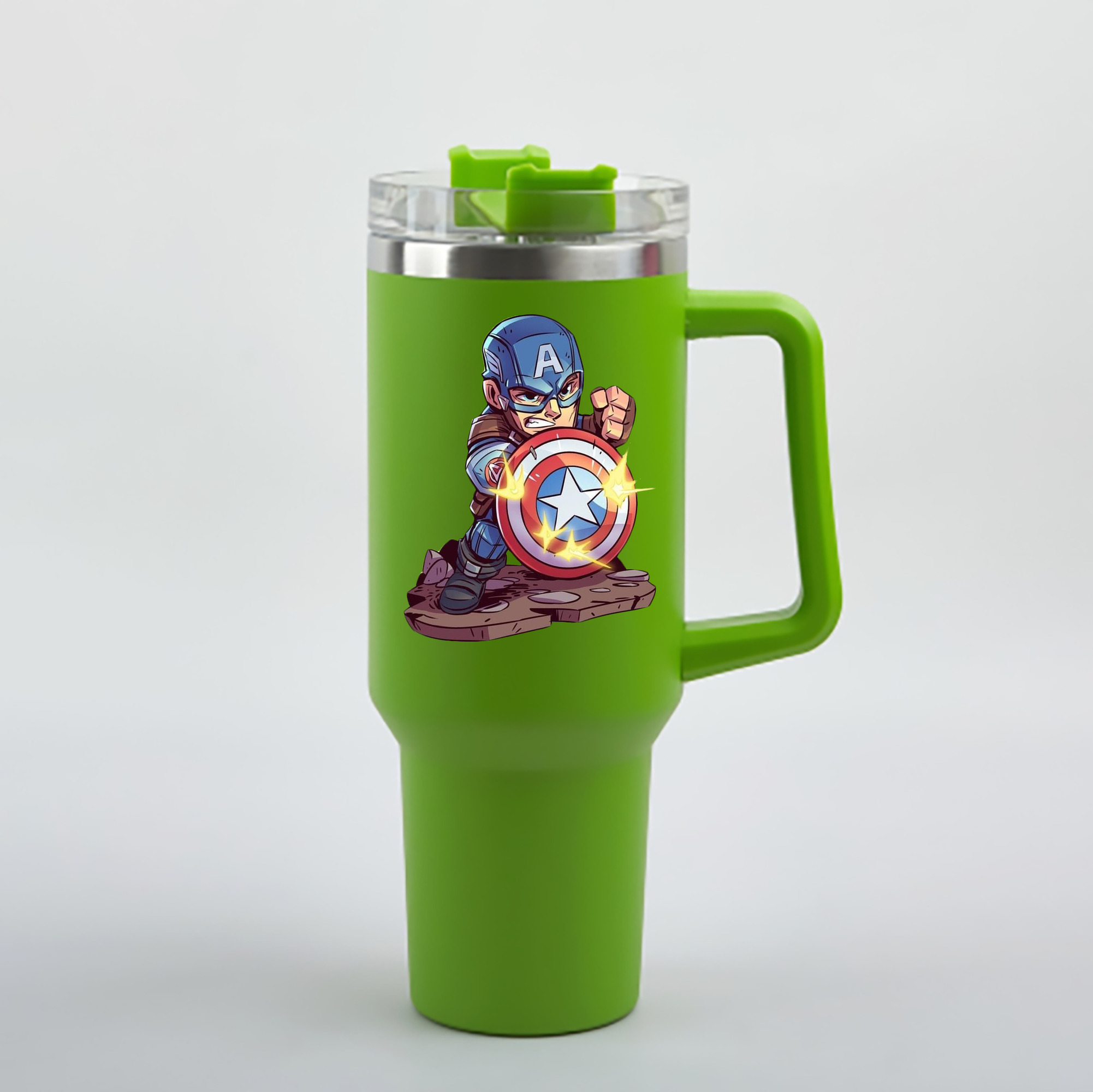 （画像用） アベンジャーズ The Avengers 1200mL車用タンブラー - クリスタルステッカー（プラスチックストロー付き）